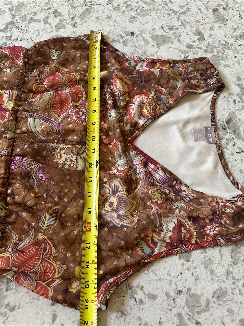 Chico's Brown Floral V-Neck Maxi Dress with Purple Border - Picture 4 of 9